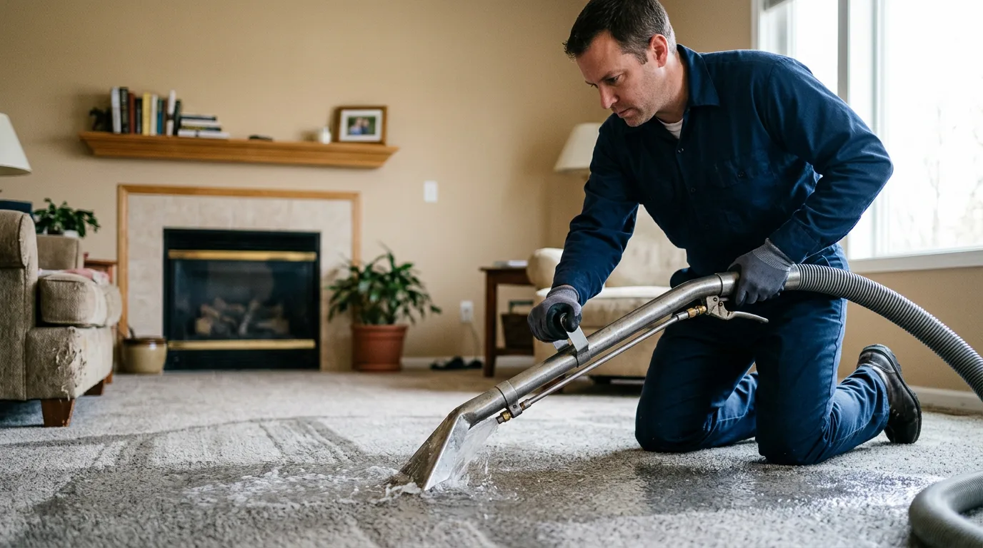 Water damage restoration technician working near Austin, CO